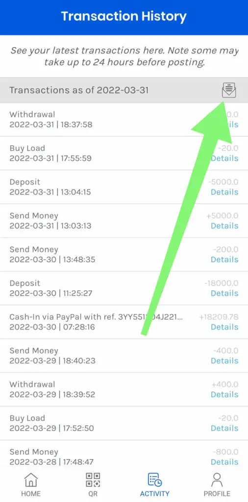 How to view transaction history in GCash 2
