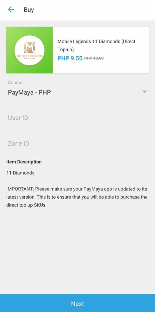 How to buy Diamonds in Mobile Legends using PayMaya 4