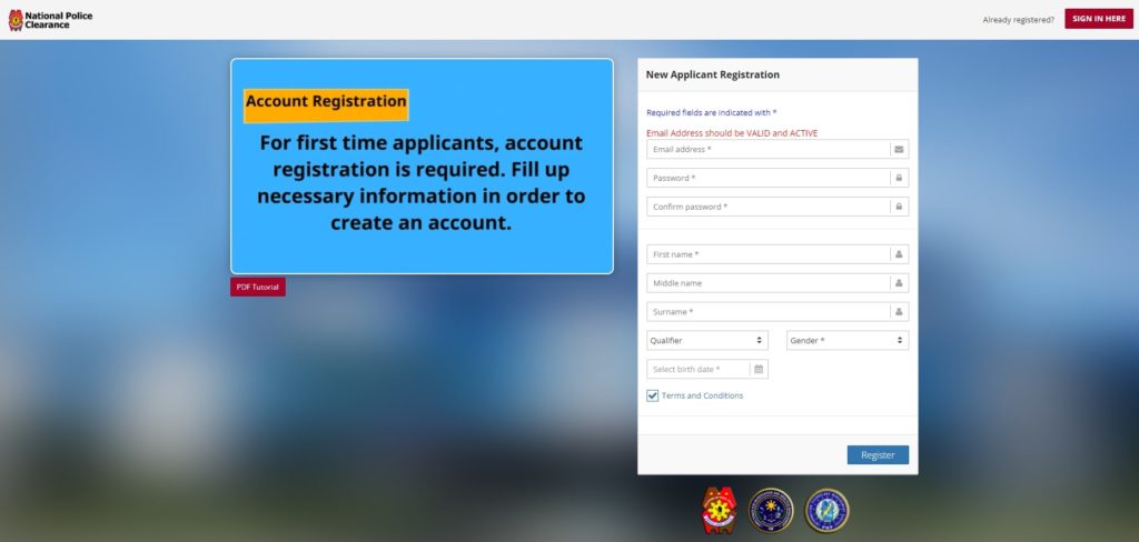 Police clearance website